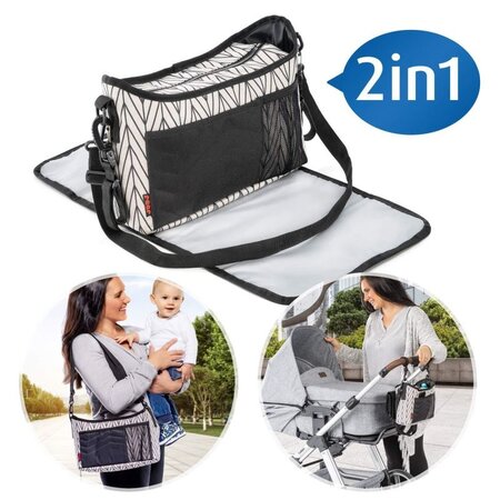 Geanta organizator cu aleza pentru schimbat scutecul bebelusului, Clip&Go Vario, Reer 430993
